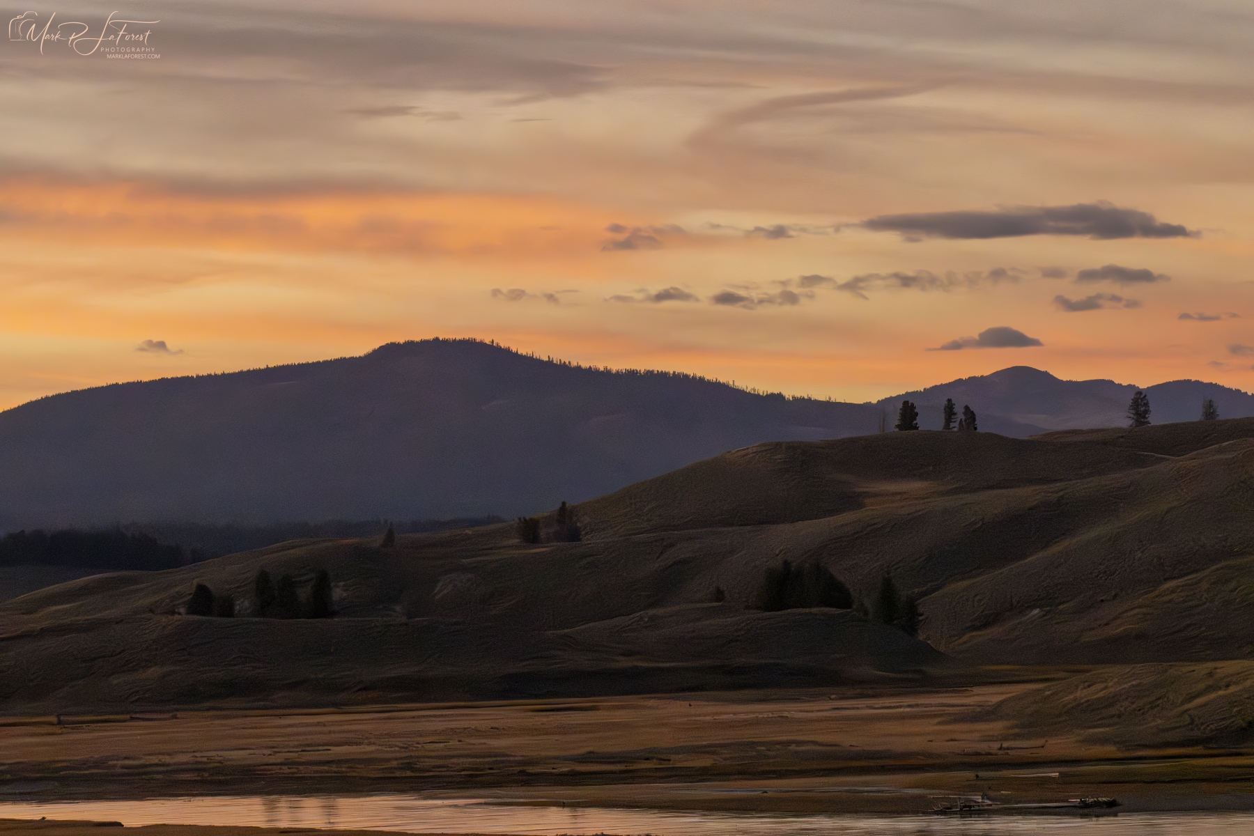Sunset over Yellowstone River, Yellowstone National Park